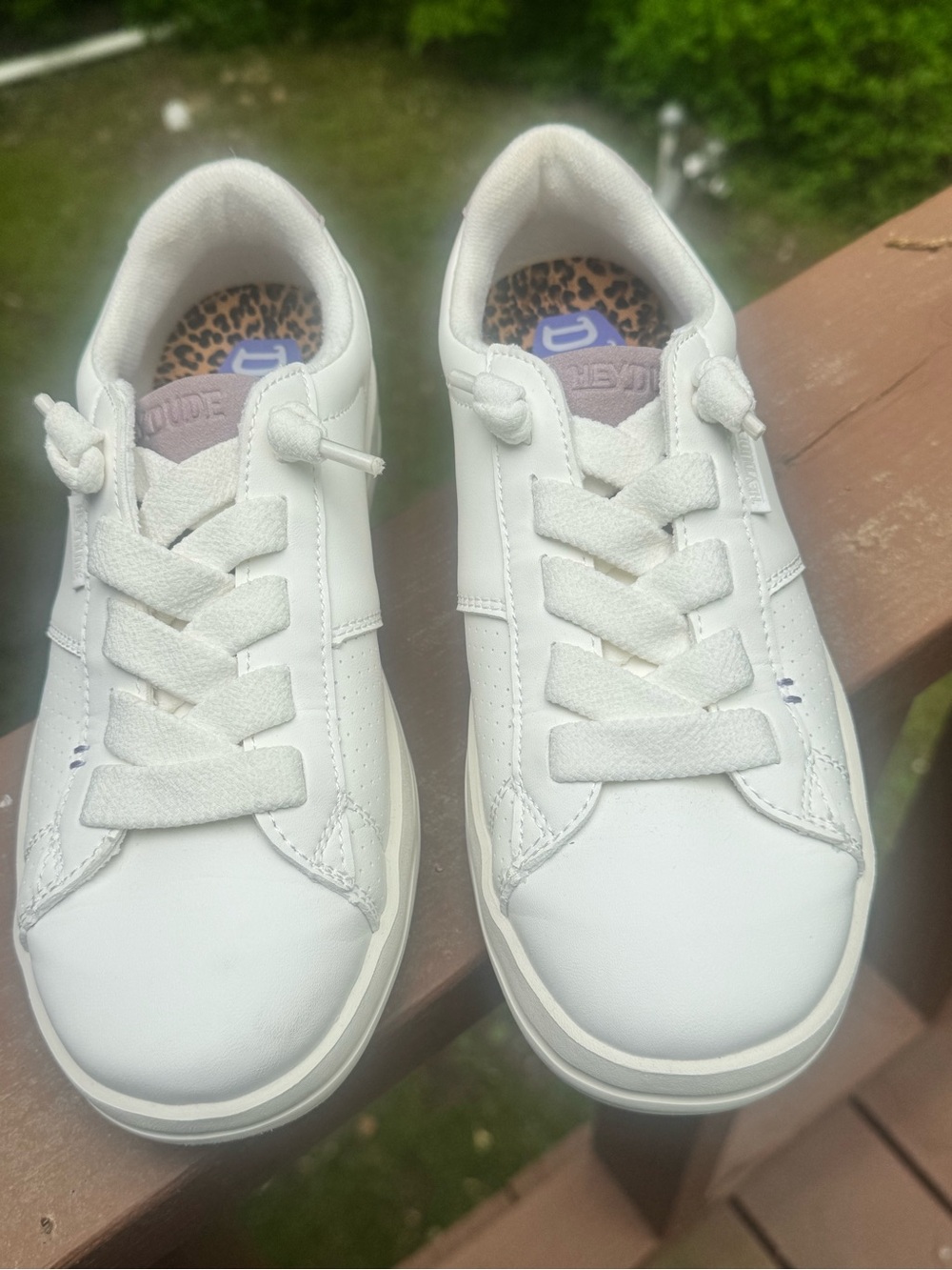 Hey Dude Karina Classic Duo Slip‑On Sneakers White/Purple – Women’s 8